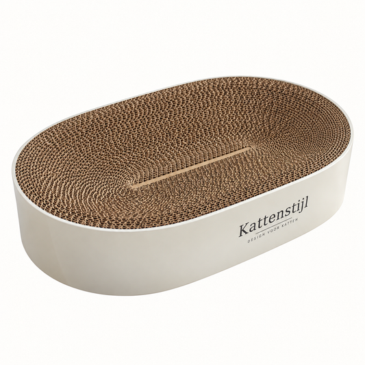 Krabkarton Ovaal Lounge | Design kartonnen krabmeubel | Kattenstijl