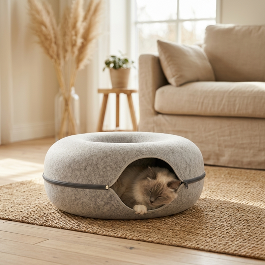 Vilt Kattenmand Donut — Speeltunnel en Slaapplek in één