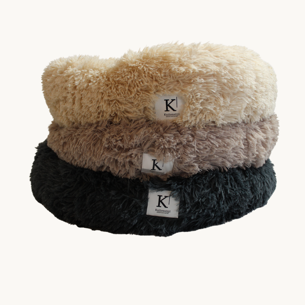 Pluche kattenmand Donut | Zacht kattenbed met verhoogde rand, 60 cm | Kattenstijl
