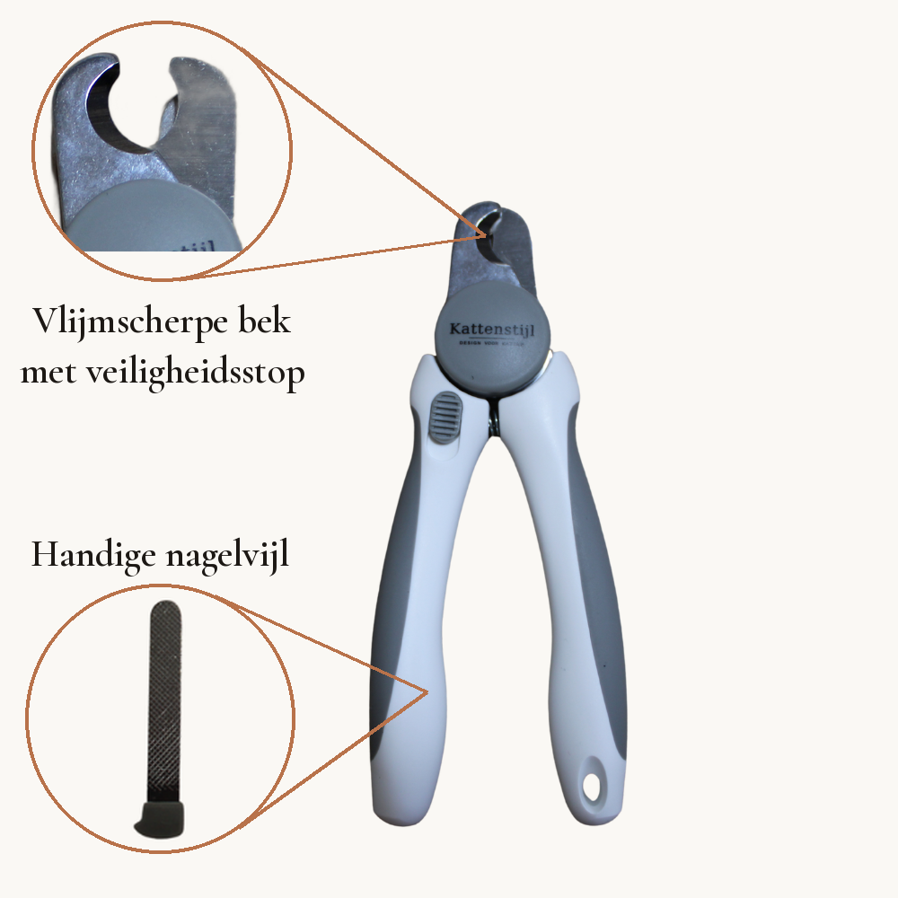 Kattennagelknipper | Met veiligheidsstop, scherp & veilig | Kattenstijl