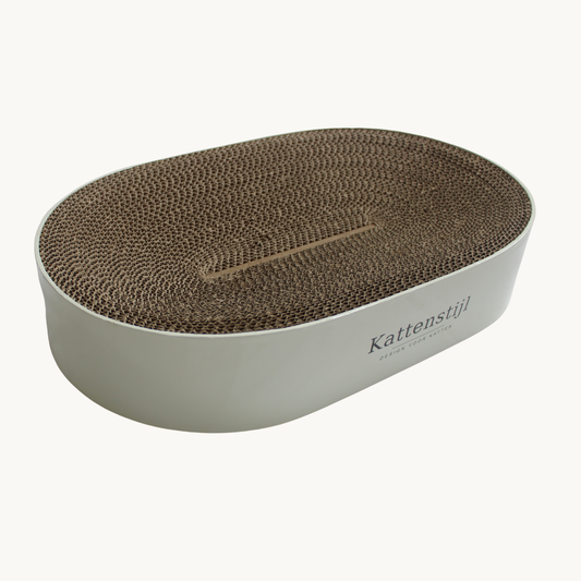Krabkarton Ovaal Lounge | Design kartonnen krabmeubel | Kattenstijl