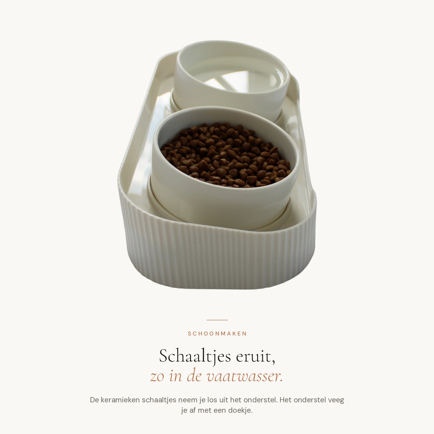 Dubbele voerbak | Keramiek met schuine stand | Kattenstijl