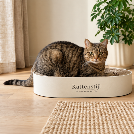 Krabkarton Ovaal Lounge | Design kartonnen krabmeubel | Kattenstijl